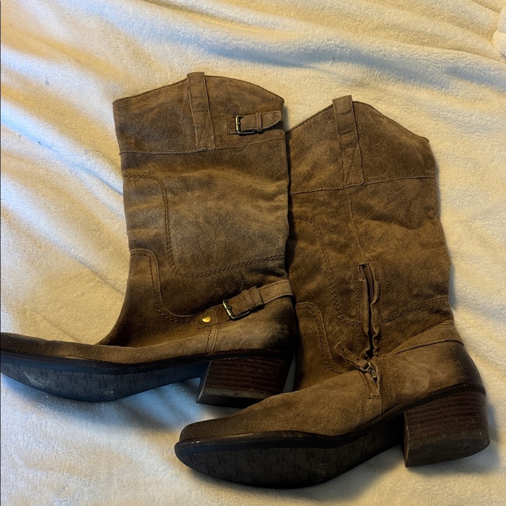 Franco Sarto Brown Suede Mid-Calf Boots